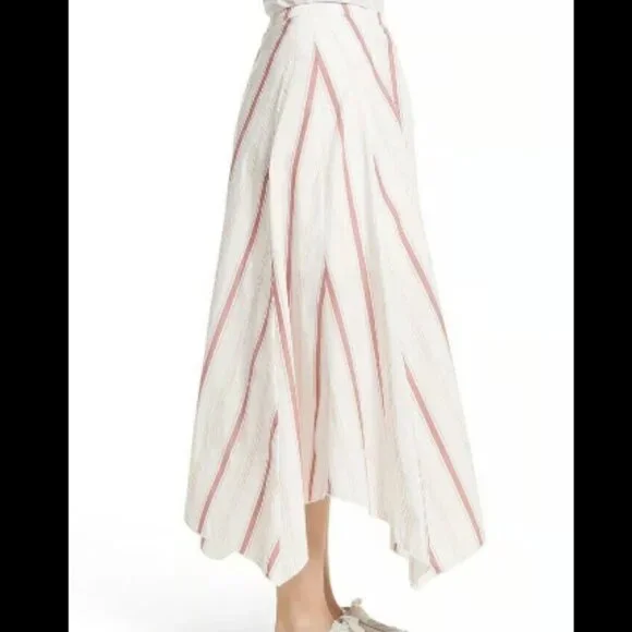 Free People Sz 0 Asymmetric Stripe Midi Skirt NWT OB752748 - Picture 3 of 8